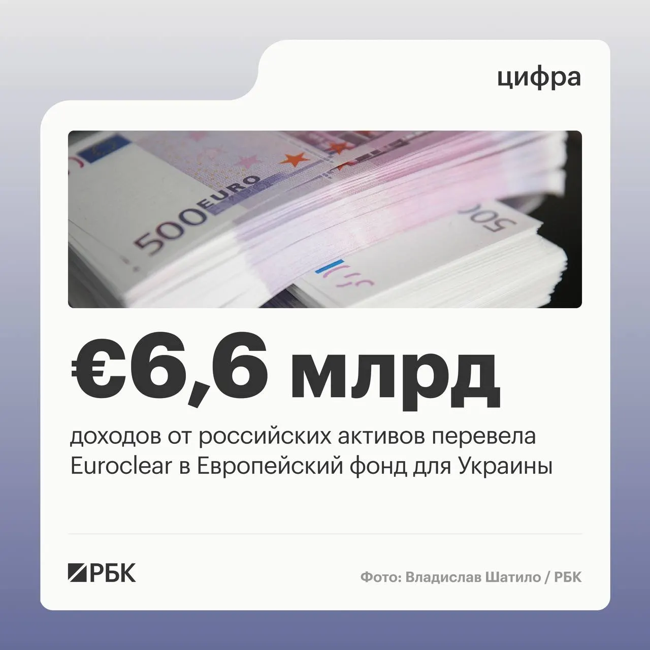 Бельгийский депозитарий Euroclear перечислил Украине €6,6 млрд доходов от замороженных российских активов. Следующий платёж €1,4 млрд ожидается в июле 2026 года. Процентный доход в I квартале 2026 года составил €1,1 млрд — на 23% меньше год к году; €744 млн зарезервированы для фонда поддержки Украины.
