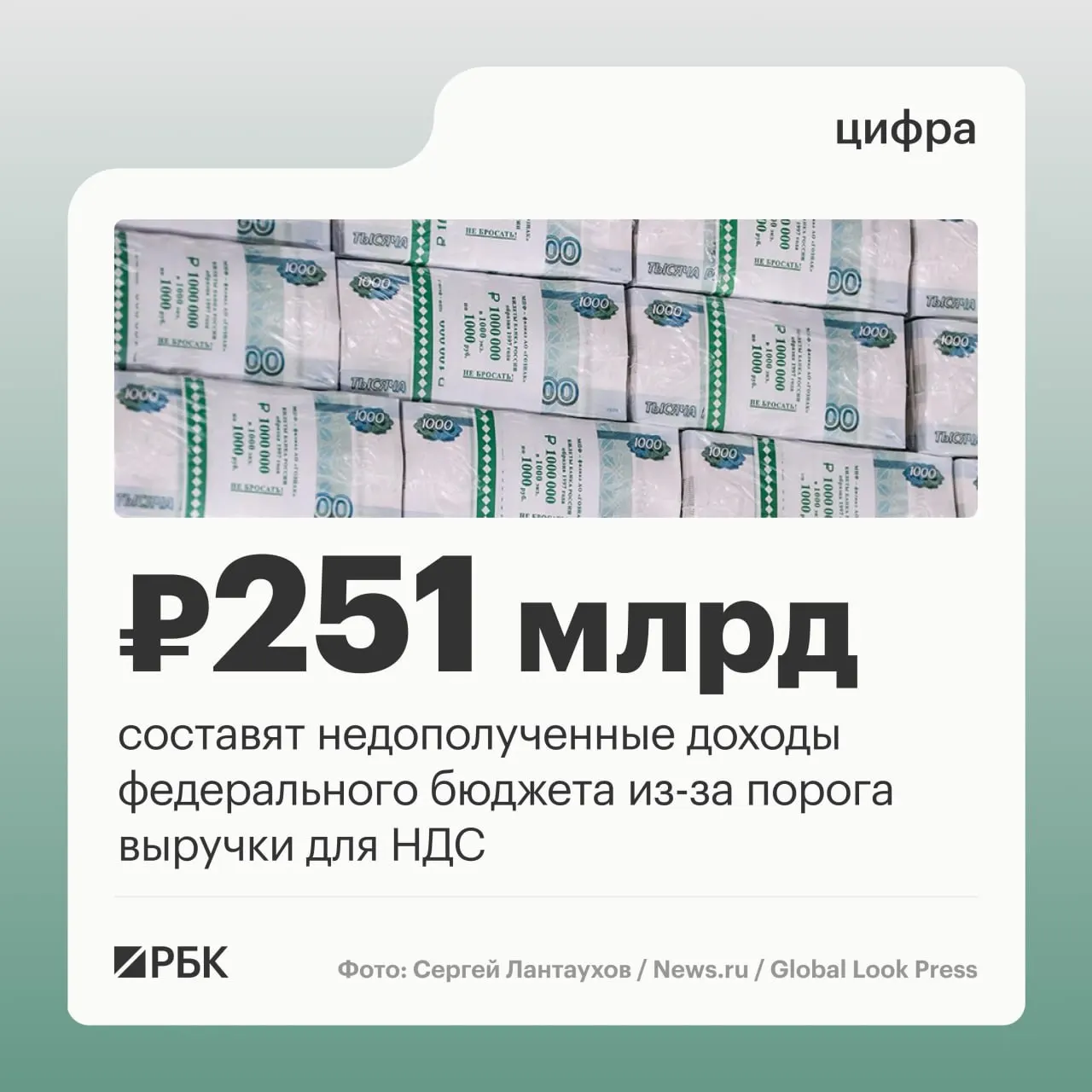 Пояснительная записка к законопроекту показывает, что пролонгация порога выручки в 20 млн руб. для перехода на НДС повлечёт недополучение более 250 млрд руб. в 2027–2029 годах.