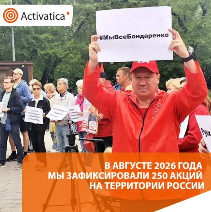 В августе 2026 года по всей России зафиксировано около 250 протестных акций, связанных с выборами, антивоенной позицией и эпизодами репрессий; отмечены задержания и активность в регионах.